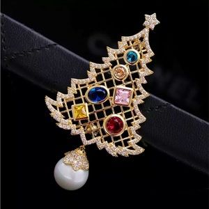 Multi gemstones Christmas Tree Brooch pin